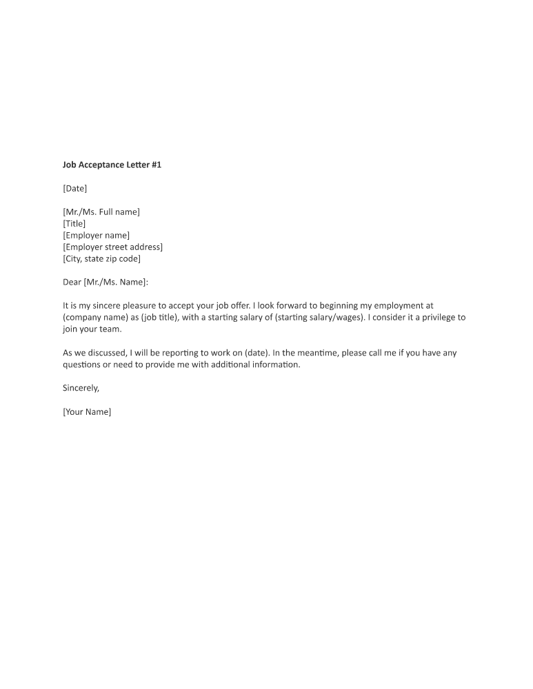 Acceptance-Resignation Letters