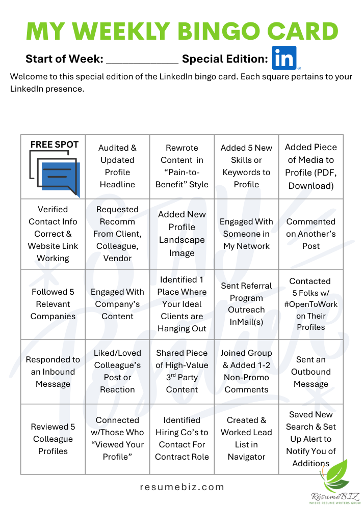 Bingo Board #3 - LinkedIn