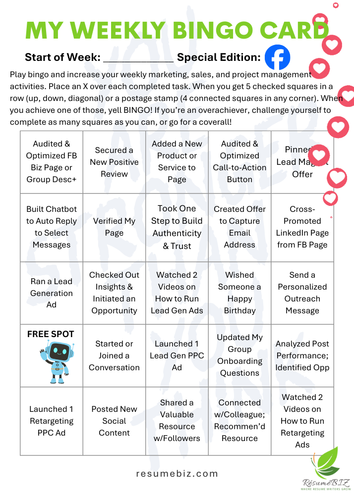 Bingo Board #4 - Facebook