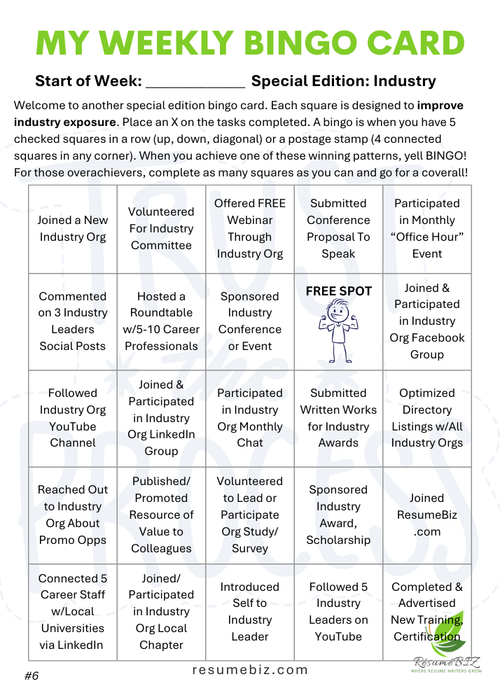 Bingo Board #6 - Industry Exposure