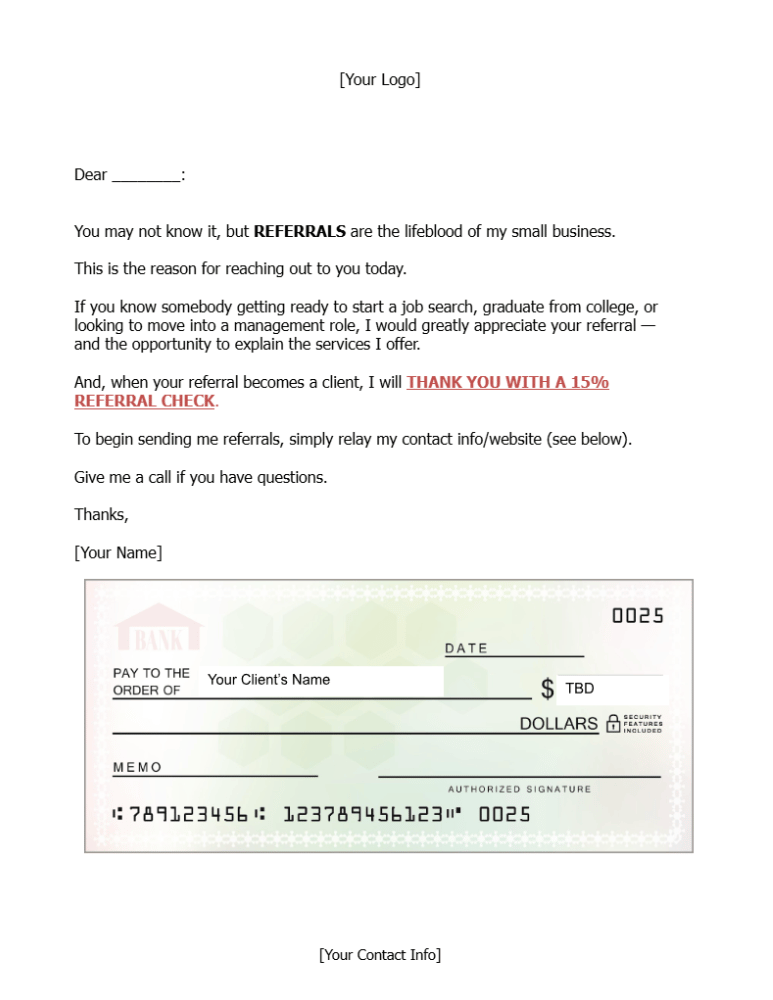 RBIZ Referral Sales Letter for Members