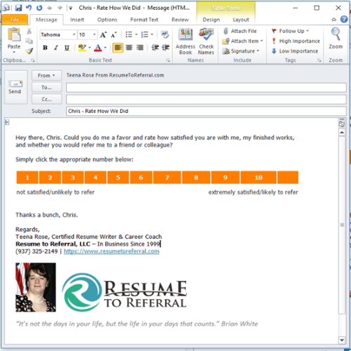 Screenshot - Example Survey Email