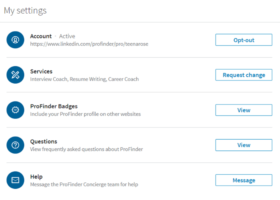 ProFinder Screenshot of Settings Page