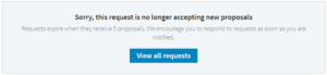 LinkedIn ProFinder - You Can No Longer Submit a Proposals Once The Professional Receives 5 Proposals